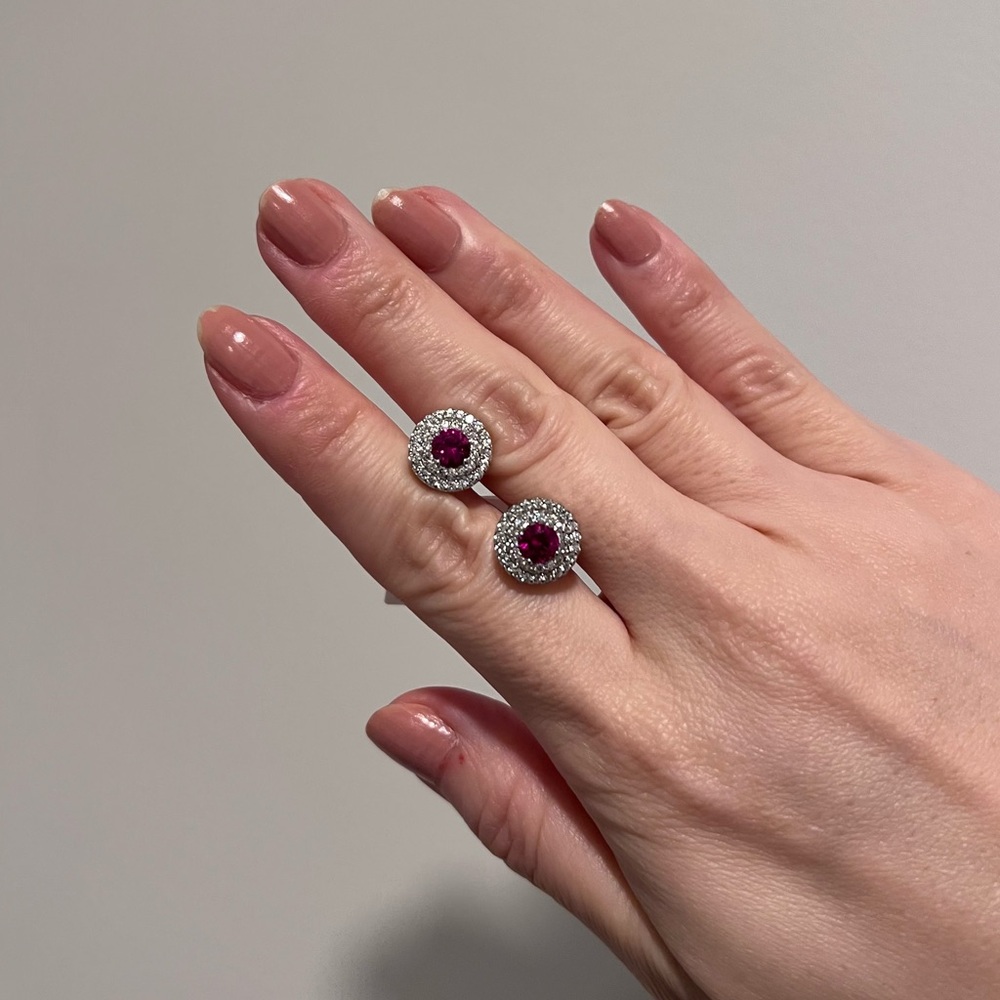 NEW Ruby Silver Stud Earrings